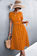 Chic Polka Dot Women's Dress with Button Placket