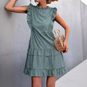 Women's Flowing Summer Dress with Ruffled Hems and Feminine Shape