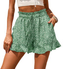 Floral-Print Women’s Shorts with Stretchy Waist