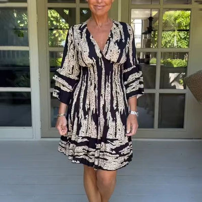 V-Neck Flared Skirt Beach Dress for Women