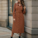 Chic Women's Shirt Dress with Button Placket and Waist Belt
