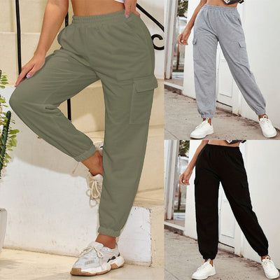 Women's Cargo Pants with Elastic Waist and Utility Pockets