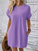 Chic Women's T-Shirt Dress with Pockets
