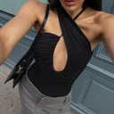 Chic Women's Wrap Bodysuit with Deep V-Neck and Stylish Draping