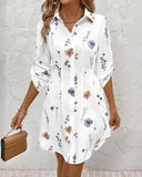Floral Accent Women's Shirt Dress for Effortless Style