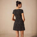 Floral Cut Short Sleeve Dress with Wrap Design