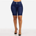 High-Waisted Denim Shorts with Chic Button Accents