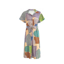 Chic Geometric Print Women's Dress with Tie Belt