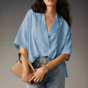 Chic Oversized Blouse with V-Neck Design