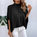 Chic Women's Chiffon Tunic with Stand-Up Collar