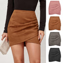 Chic High-Waist Wrap Skirt in Velvety Microfiber