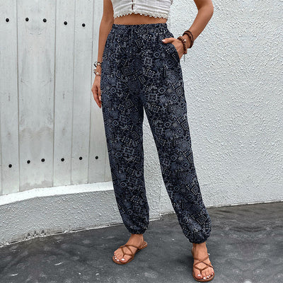 Chic Women's Harem Pants with Elastic Waist and Side Pockets