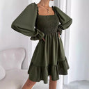 Women's Mini Dress with Puff Sleeves & Ruffles