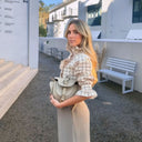 Chic Checkered Blouse with Ruffle Accents
