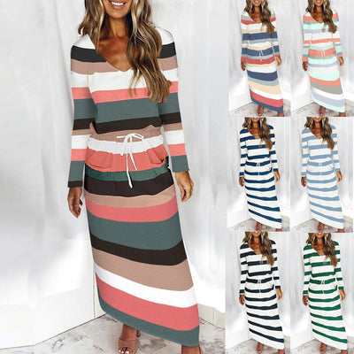 Women's V-Neck Beach Dress with Convenient Pockets
