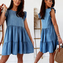 Women's Ruffle Dress with Voluminous Skirt in Premium Fabric