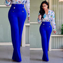 Chic High-Waisted Palazzo Pants with Button Accents