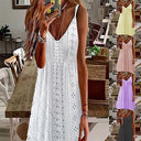 Women's V-Neck Eyelet Summer Dress