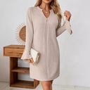 Chic Women's V-Neck Dress with Ruffle Accents