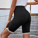 Flattering Bermuda Shorts with Lace and Button Accents