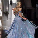 Glamorous Evening Dress with Shimmering Bodice and Floral Accents