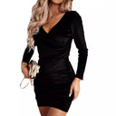 Chic Long-Sleeve V-Neck Wrap Dress for Women