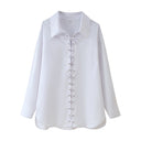 Women's Ruffle Design Blouse with Chic Lacing