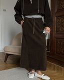 Women's Midi Skirt with Elastic Waistband