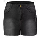 Chic High-Waisted Denim Shorts with Frayed Hem
