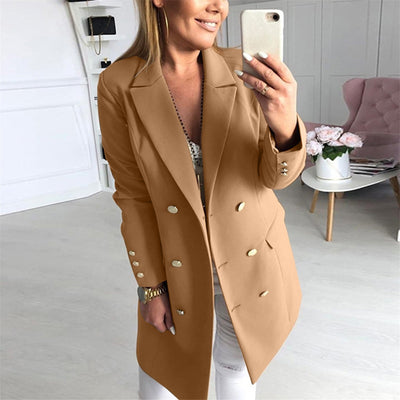 Women's Stylish Double-Breasted Blazer with Contemporary Design
