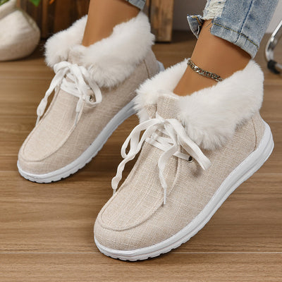 Women's Plush Collar Sneakers with Non-Slip Sole