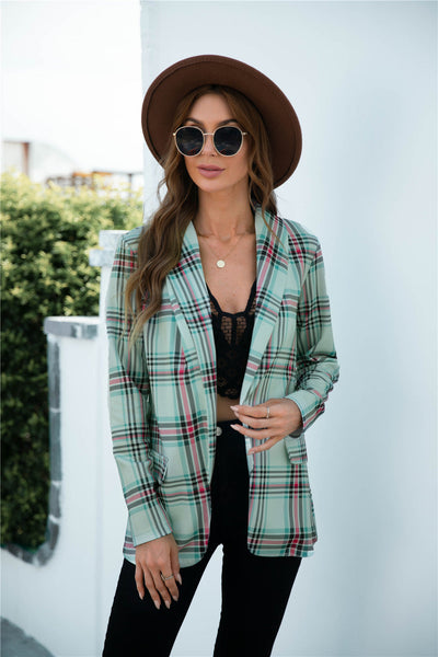 Modern Women's Checked Blazer Jacket