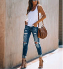 Trendy Destroyed Jean Trousers for Women