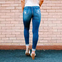 Women's High-Waist Skinny Jeans with Chic Button Accents