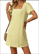 Women's Square Neck Summer Dress with Handy Pockets