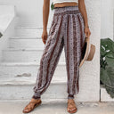 Bohemian Floral Print Women’s Pants with Elastic Waist