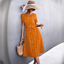 Chic Polka Dot Women's Dress with Button Placket