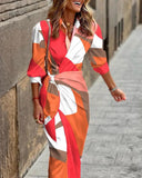 Chic Women's Maxi Dress with Asymmetrical Design and Trendy Stripes
