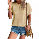 Lace Pattern Women's Round Neck Tee