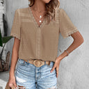 Women's Modern V-Neck Blouse with Lace Accents