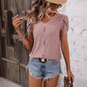 Chic Women's T-Shirt with Button Accents