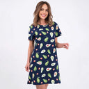 Floral Mini Dress for Women - Cotton Round Neck Design