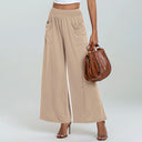 Women's Relaxed-Fit Leisure Trousers with Elastic Waist and Side Pockets