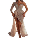 Festive Cocktail Dress with Asymmetrical Glitter Top