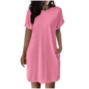 Chic Women's T-Shirt Dress with Convenient Pockets