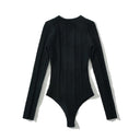 Textured Long Sleeve Women's Bodysuit