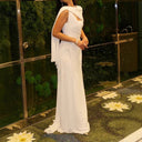 Chic Evening Dress with Asymmetrical Shawl and Flattering Silhouette