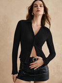 Textured Women's Long Sleeve Blouse