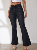 High-Waisted Flared Jeans with Side Pockets