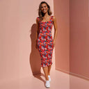 Vibrant Women's Slip Dress with Ruffled Hem Design